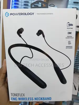 Powerology ToneFlex ENC Wireless Neckband Earphones 13mm Drivers.