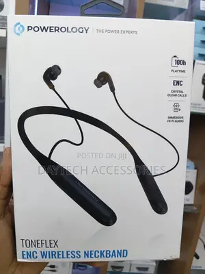 Powerology ToneFlex ENC Wireless Neckband Earphones 13mm Drivers.