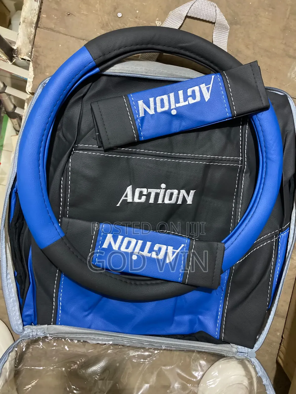 Blue Seat Covers Action