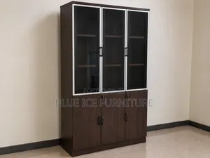 3-Door Office Storage Cabinet With Glass Doors