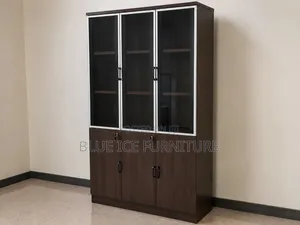 3-Door Office Storage Cabinet With Glass Doors