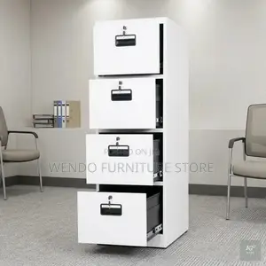 Office Cabinet; White 4-Drawer Vertical Steel Office Filing Cabinet