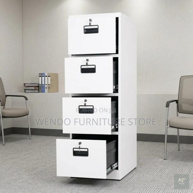 Office Cabinet; White 4-Drawer Vertical Steel Office Filing Cabinet