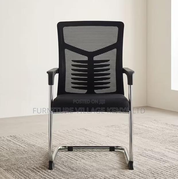 Boardroom Chair; Black Mesh Mid Back-Chrome Boardroom Chair