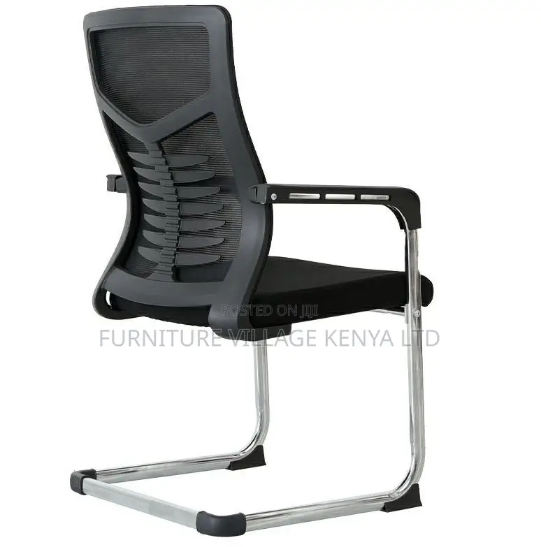 Boardroom Chair; Black Mesh Mid Back-Chrome Boardroom Chair