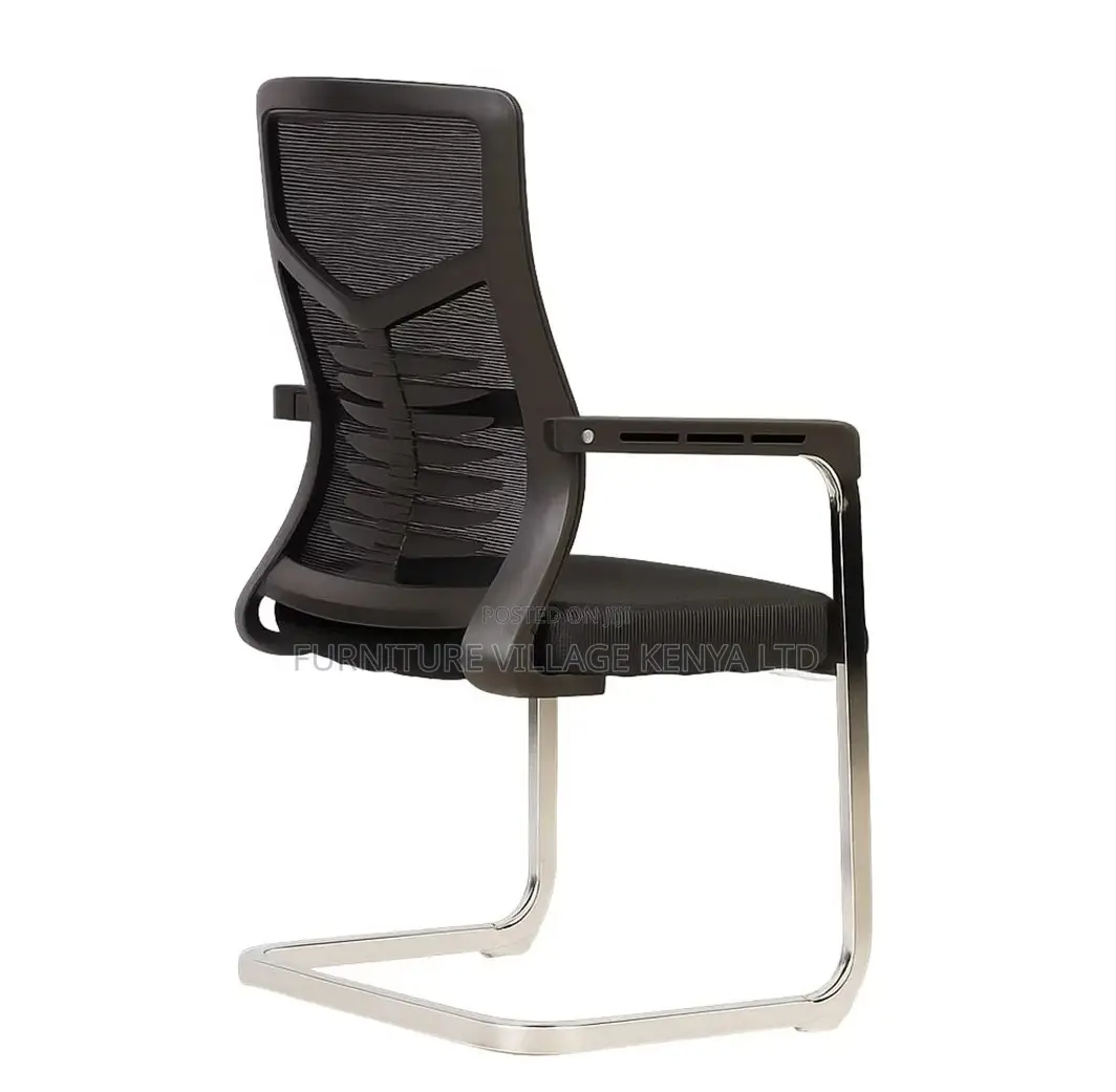 Boardroom Chair; Black Mesh Mid Back-Chrome Boardroom Chair