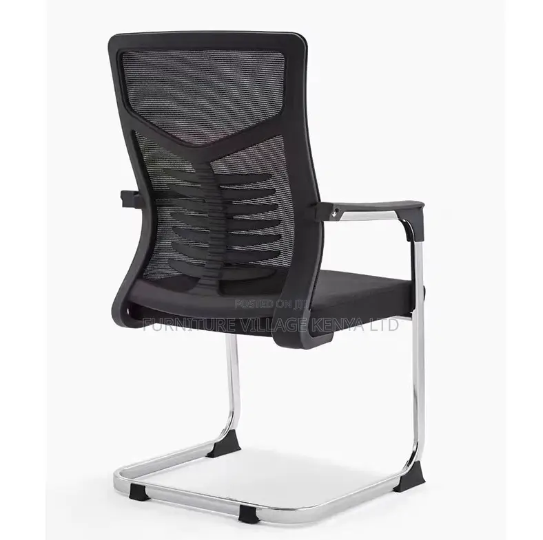 Boardroom Chair; Black Mesh Mid Back-Chrome Boardroom Chair