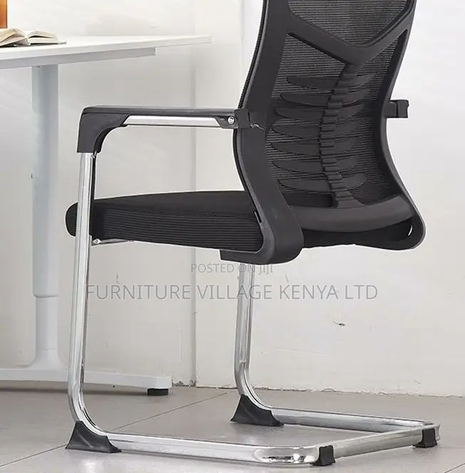 Boardroom Chair; Black Mesh Mid Back-Chrome Boardroom Chair