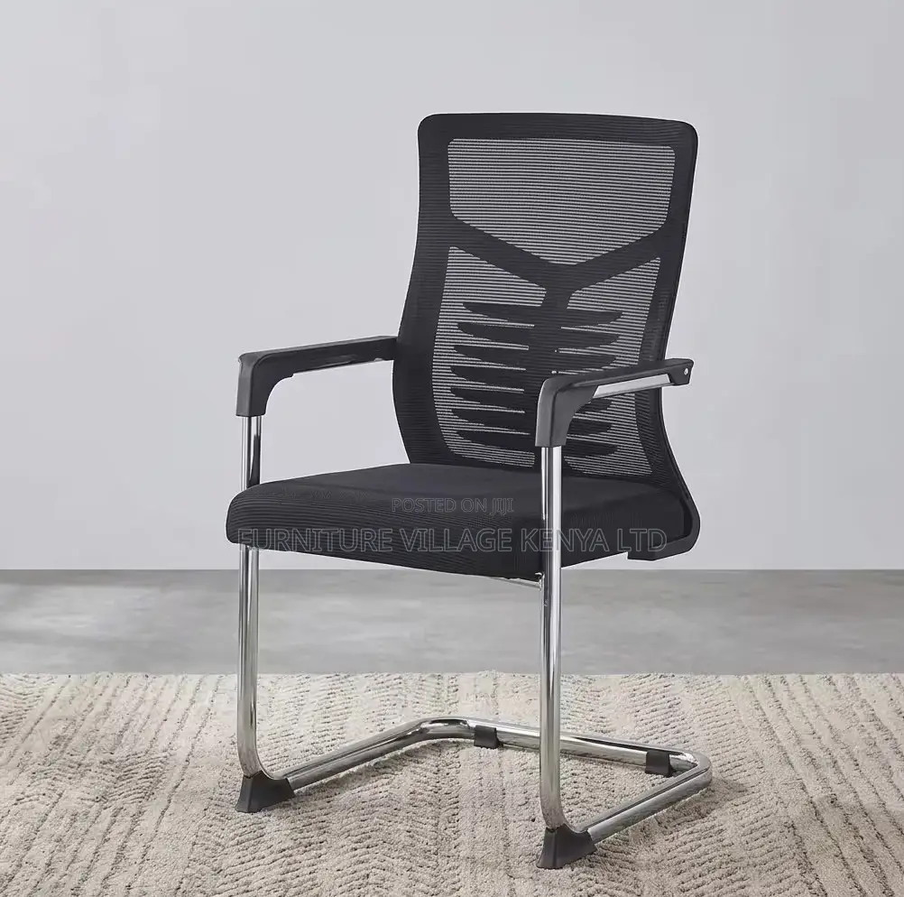 Boardroom Chair; Black Mesh Mid Back-Chrome Boardroom Chair