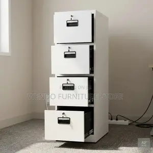 Office Cabinet; White 4-Drawer Vertical Steel Office Filing Cabinet