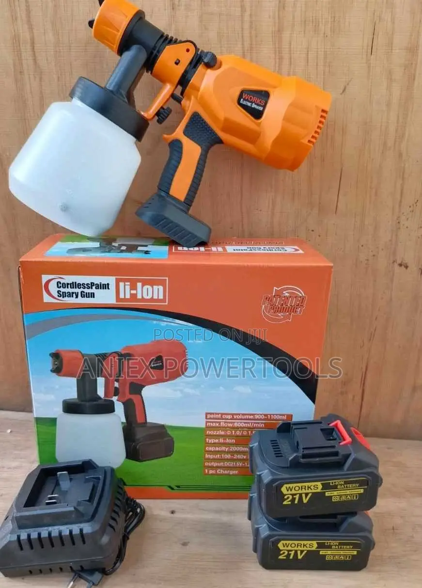 Works 21V Cordless Lithium-Ion Paint Spray Gun Kit