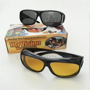 2in1 Driving Sunglasses Dark Pair for Daytime Yellow Pair for Night