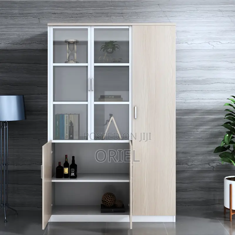 Office Cabinet : Office Wooden Filing Cabinet With Lock and Glass Door