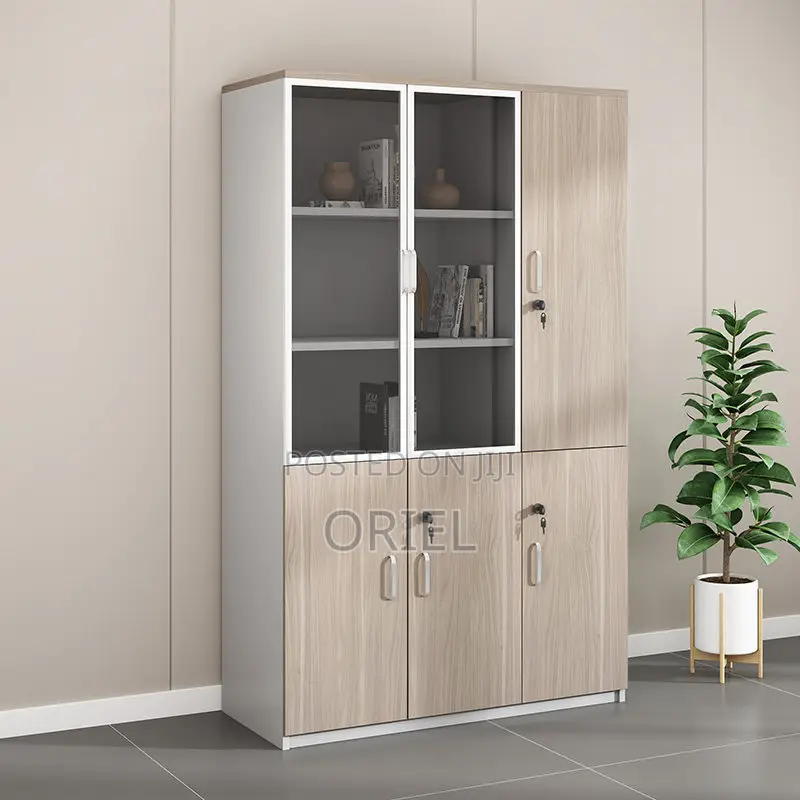 Office Cabinet : Office Wooden Filing Cabinet With Lock and Glass Door