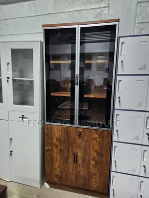 Office Cabinet – Wooden Glass Door Storage Cupboard