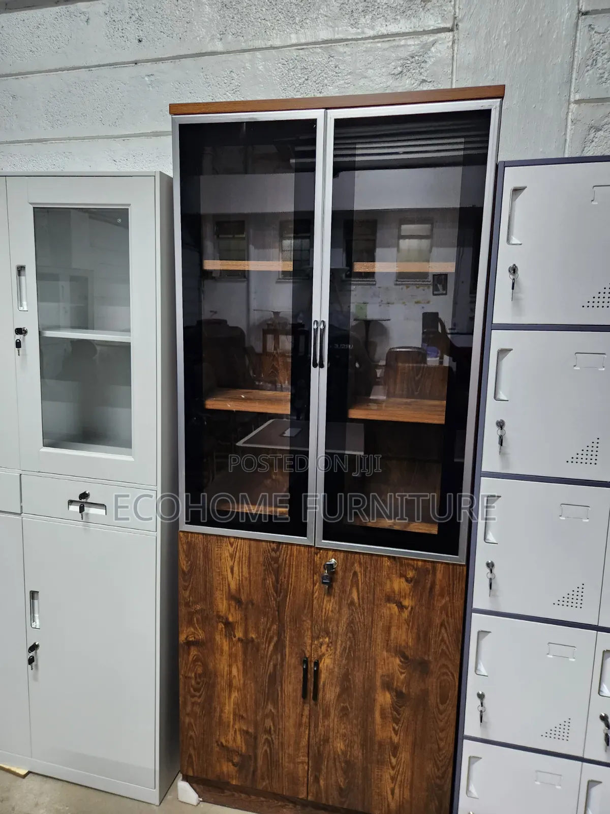Office Cabinet – Wooden Glass Door Storage Cupboard