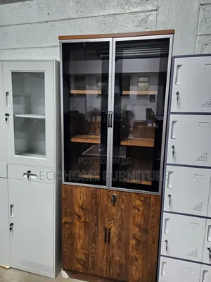 Office Cabinet – Wooden Glass Door Storage Cupboard