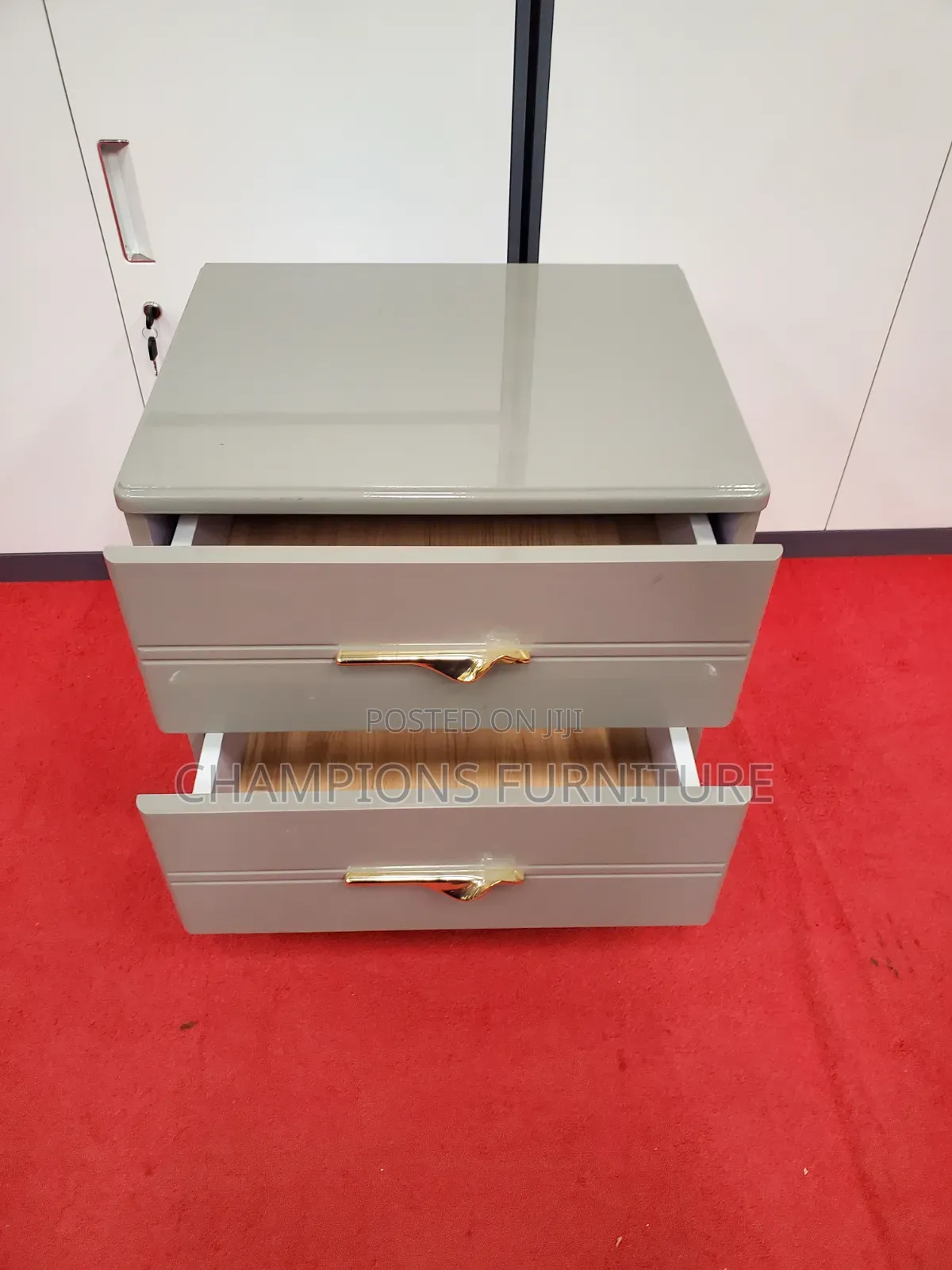 Grey 2 Drawers Nightstand