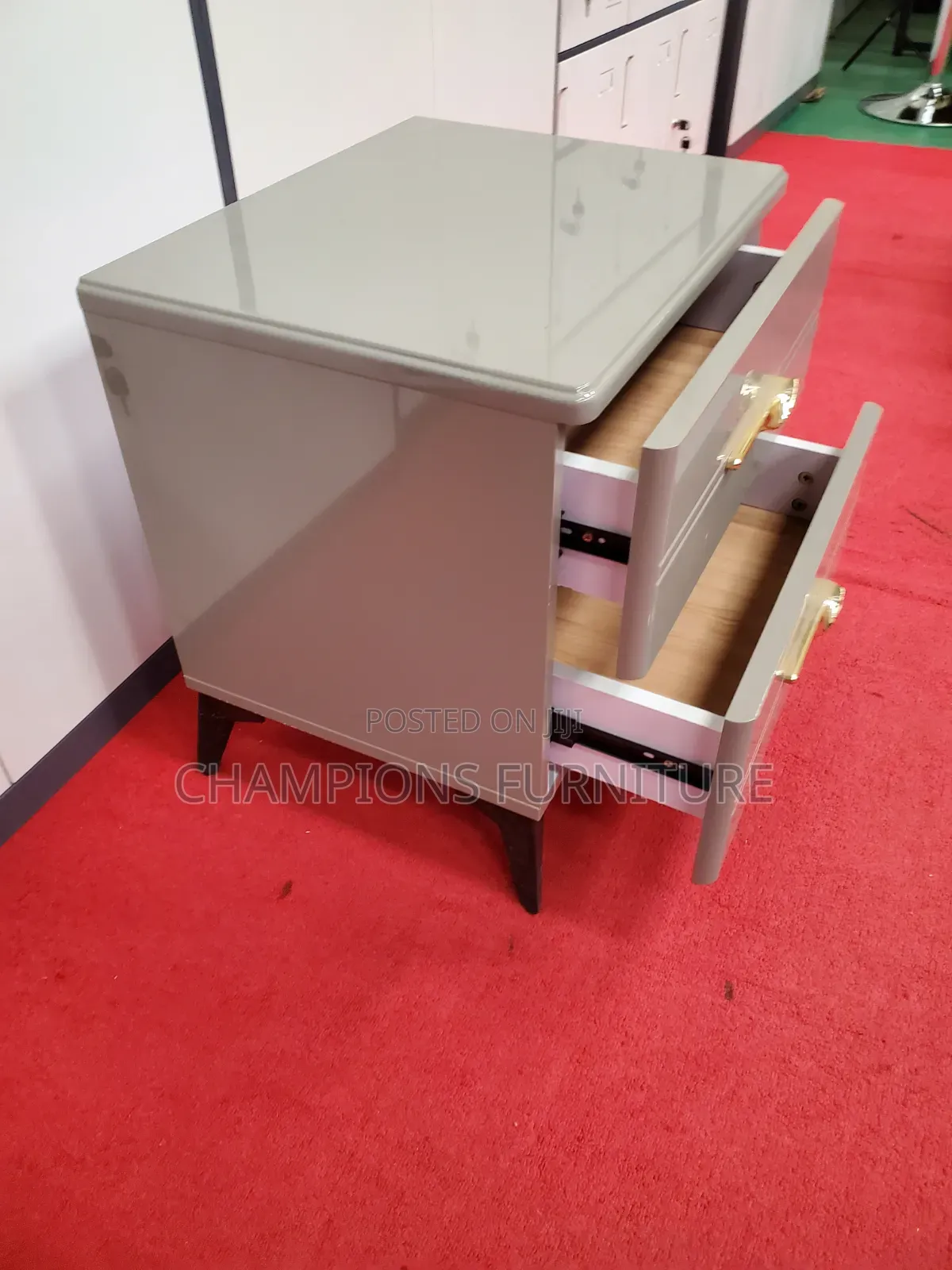 Grey 2 Drawers Nightstand