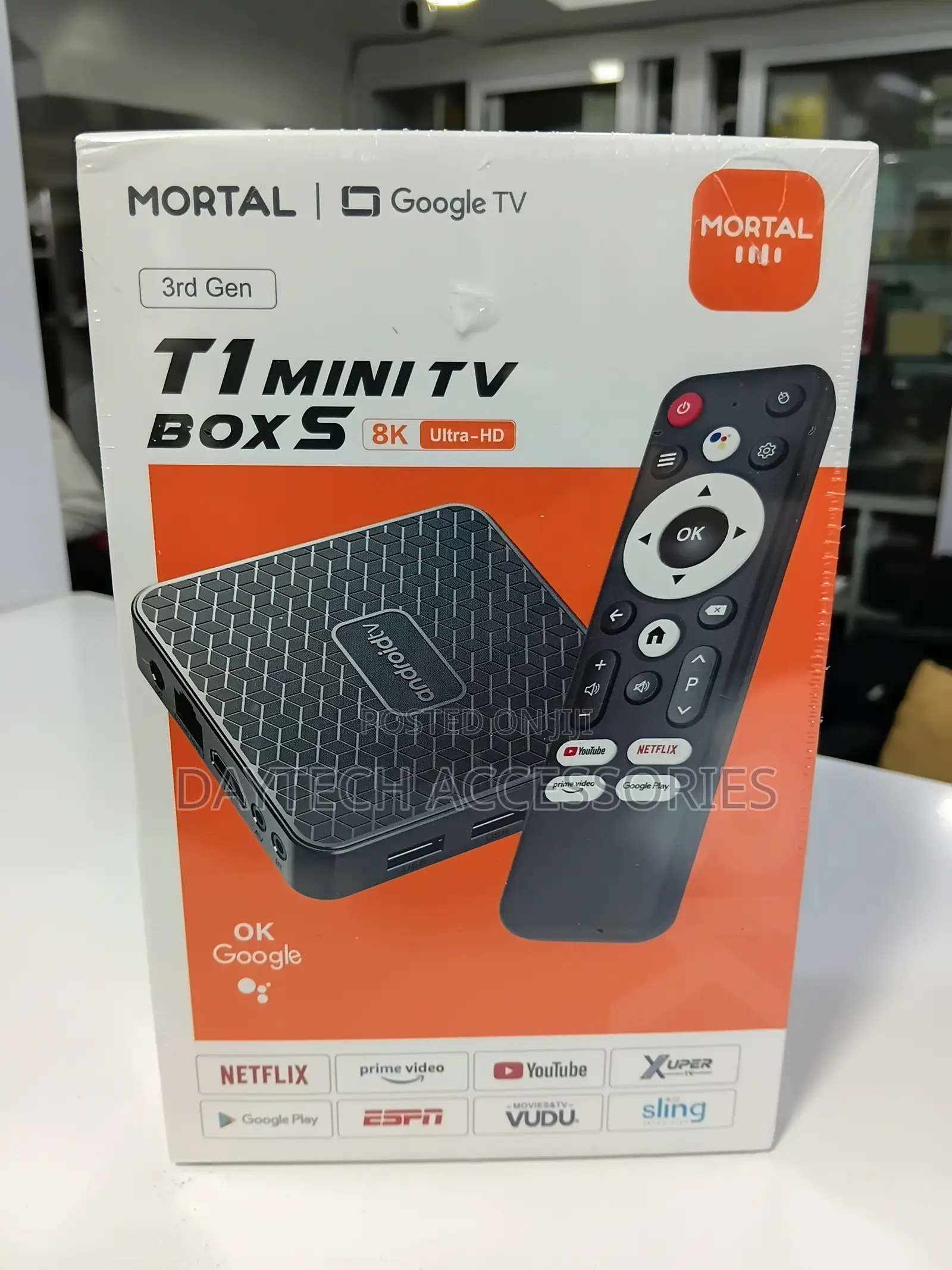 The Mortal T1 Mini TV Box S (3rd Gen) Google TV Android Box.