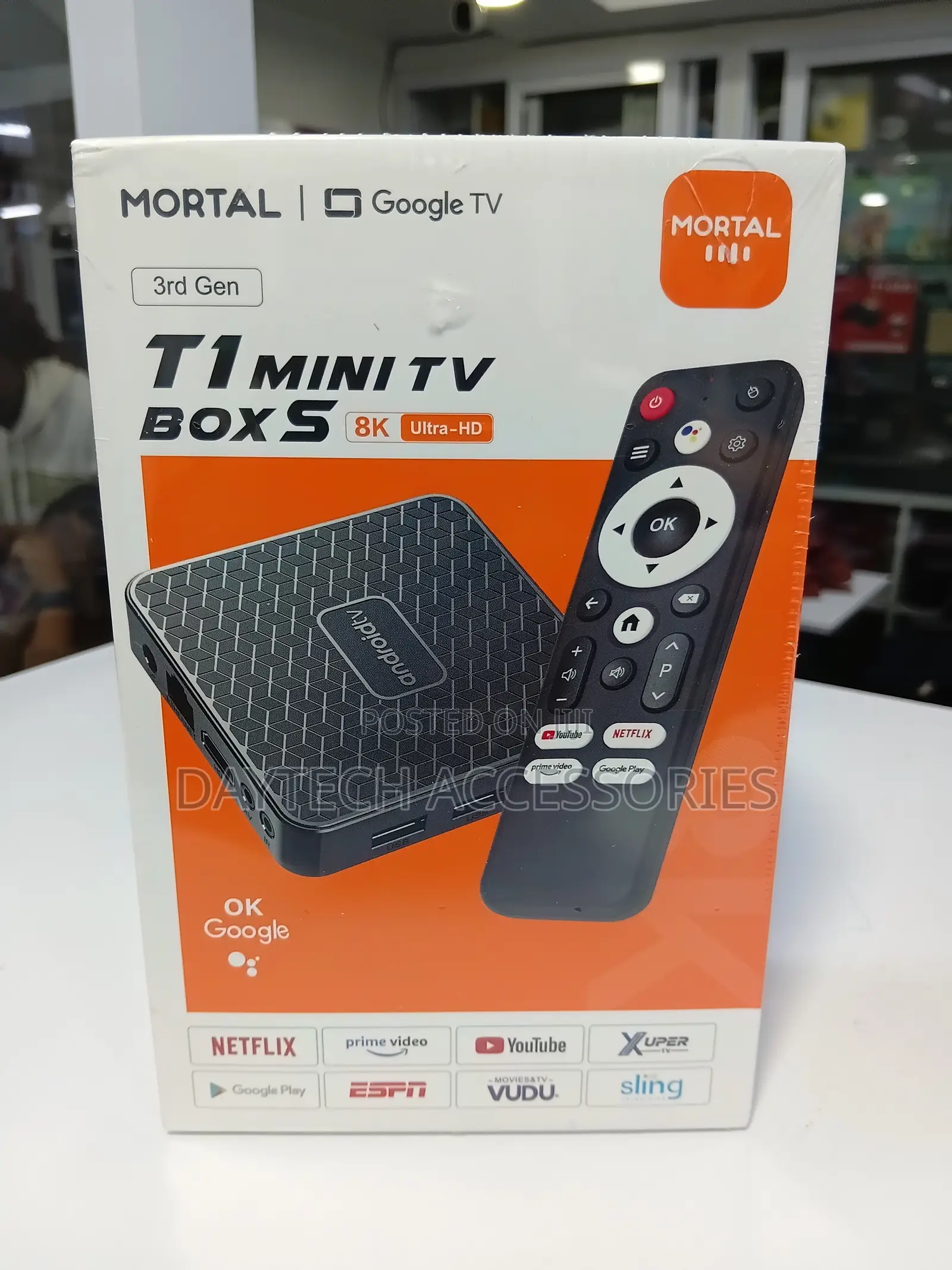 The Mortal T1 Mini TV Box S (3rd Gen) Google TV Android Box.
