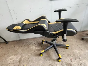 Gaming Chair Black Gold Adjustable Reclining Comfort Seat
