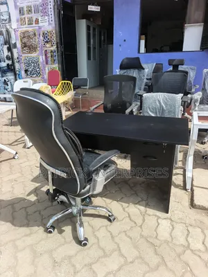 1.2 MTR Office Desk Black and Executive Office Chair