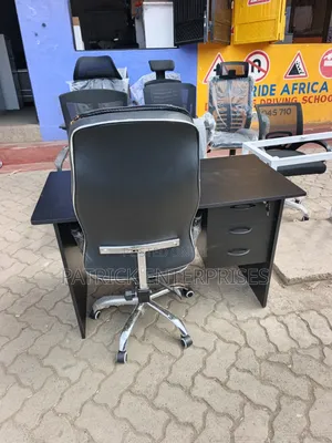 1.2 MTR Office Desk Black and Executive Office Chair