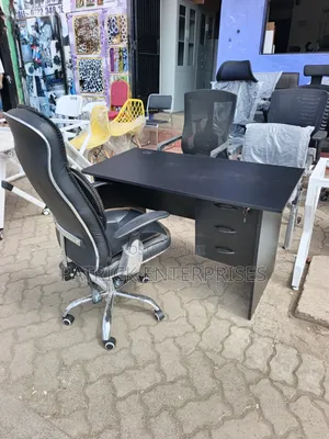 1.2 MTR Office Desk Black and Executive Office Chair