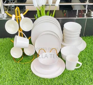 24 Pieces White Plain Dinner Set