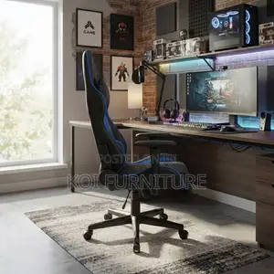 Office Chairs; Recliner Leather Blue-Black Gaming Chairs