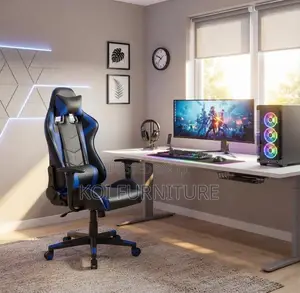 Office Chairs; Recliner Leather Blue-Black Gaming Chairs