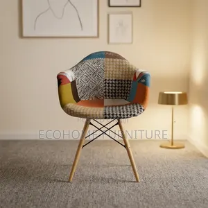 Accent Chair – Colorful Patchwork Fabric Armchair