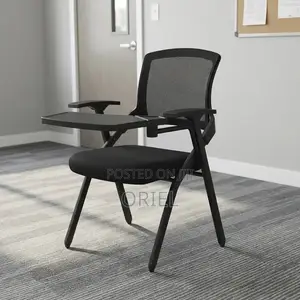 Office Chair : Black Mesh Office Training Chair With a Writing Pad