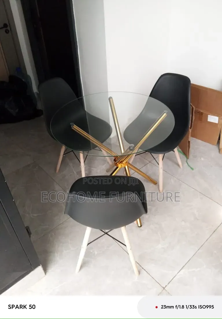 Dining Table Set – Round Glass Table With Modern Chairs
