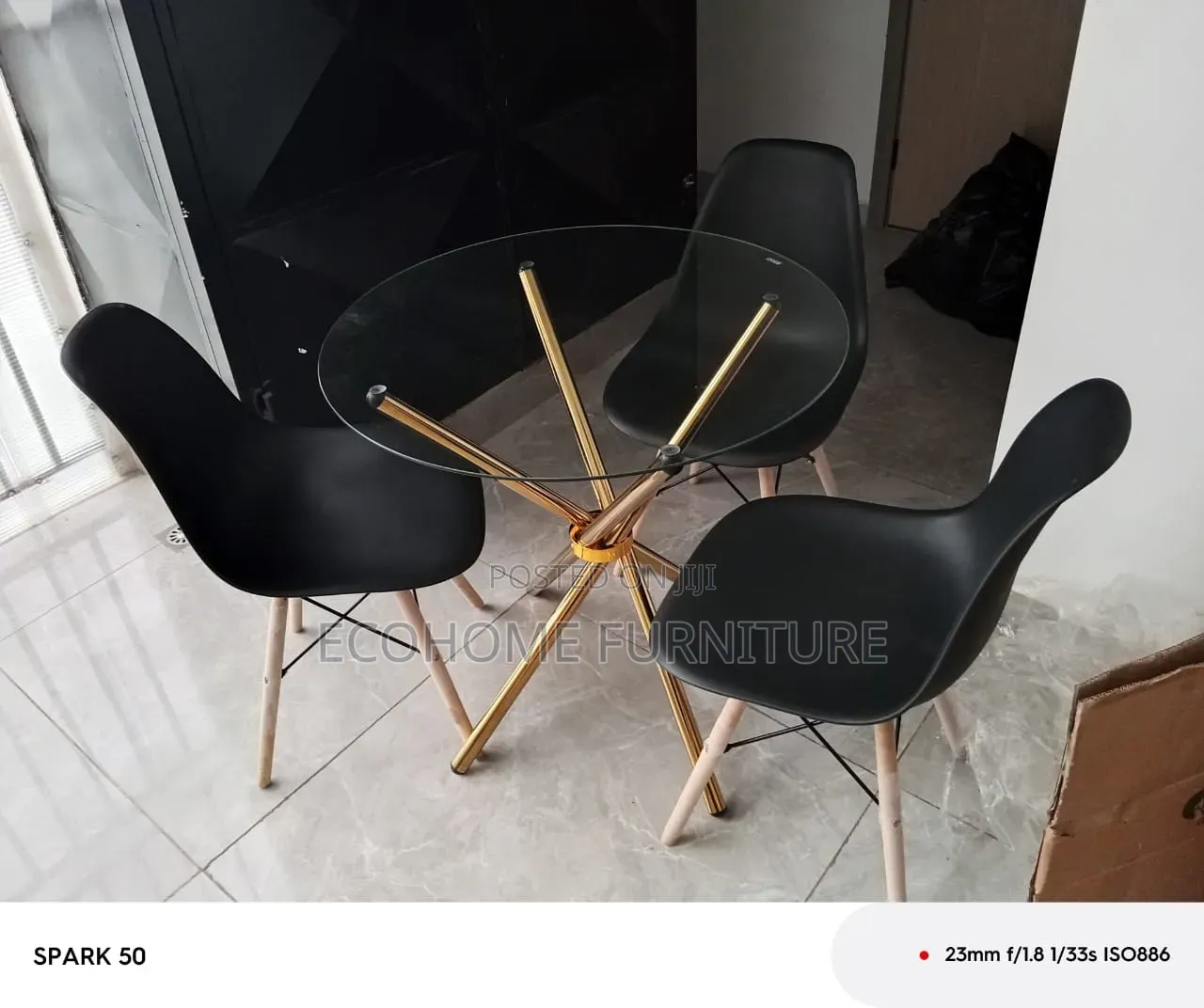 Dining Table Set – Round Glass Table With Modern Chairs