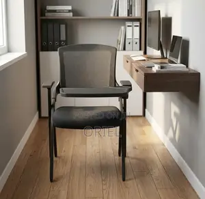 Office Chair : Black Mesh Office Training Chair With a Writing Pad