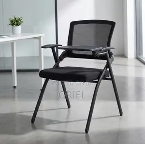 Office Chair : Black Mesh Office Training Chair With a Writing Pad