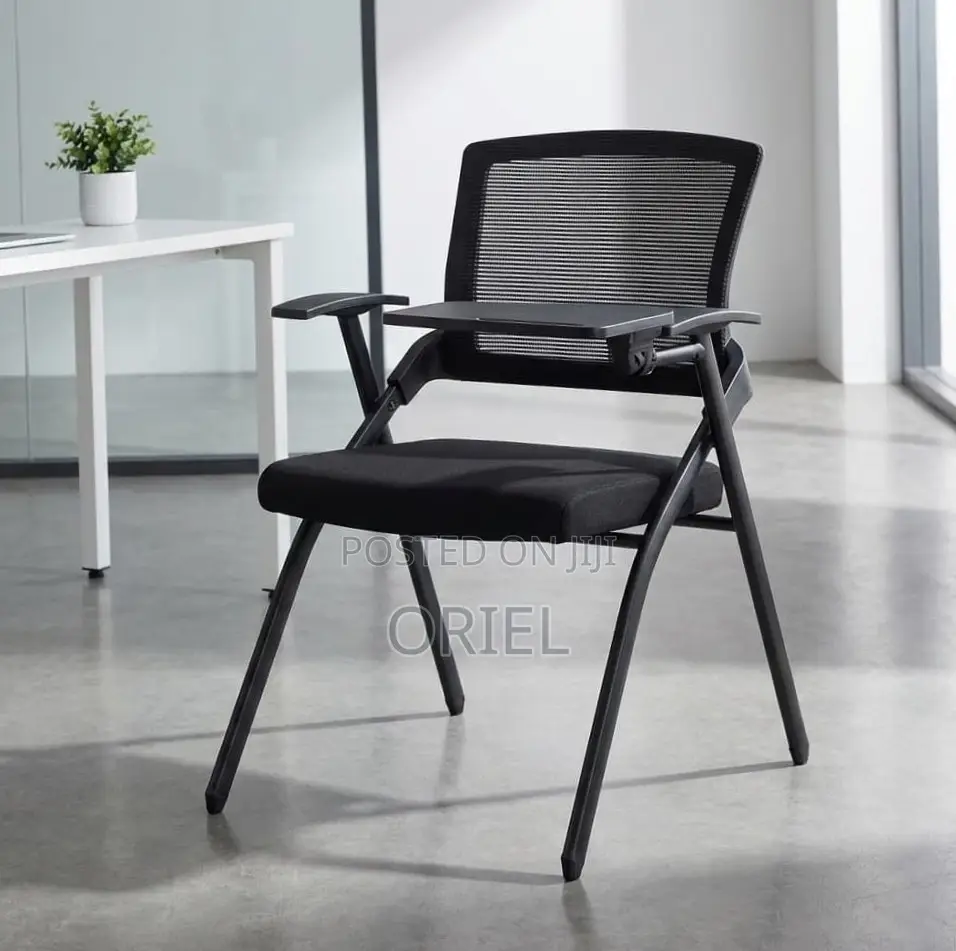Office Chair : Black Mesh Office Training Chair With a Writing Pad