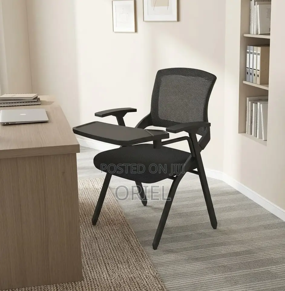 Office Chair : Black Mesh Office Training Chair With a Writing Pad