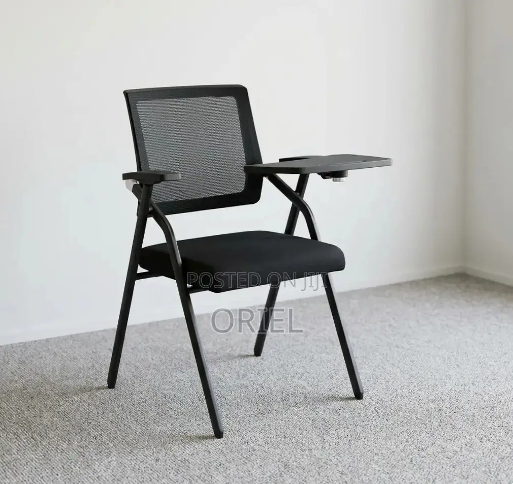 Office Chair : Black Mesh Office Training Chair With a Writing Pad