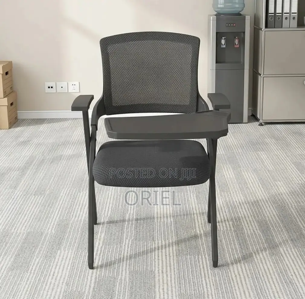 Office Chair : Black Mesh Office Training Chair With a Writing Pad