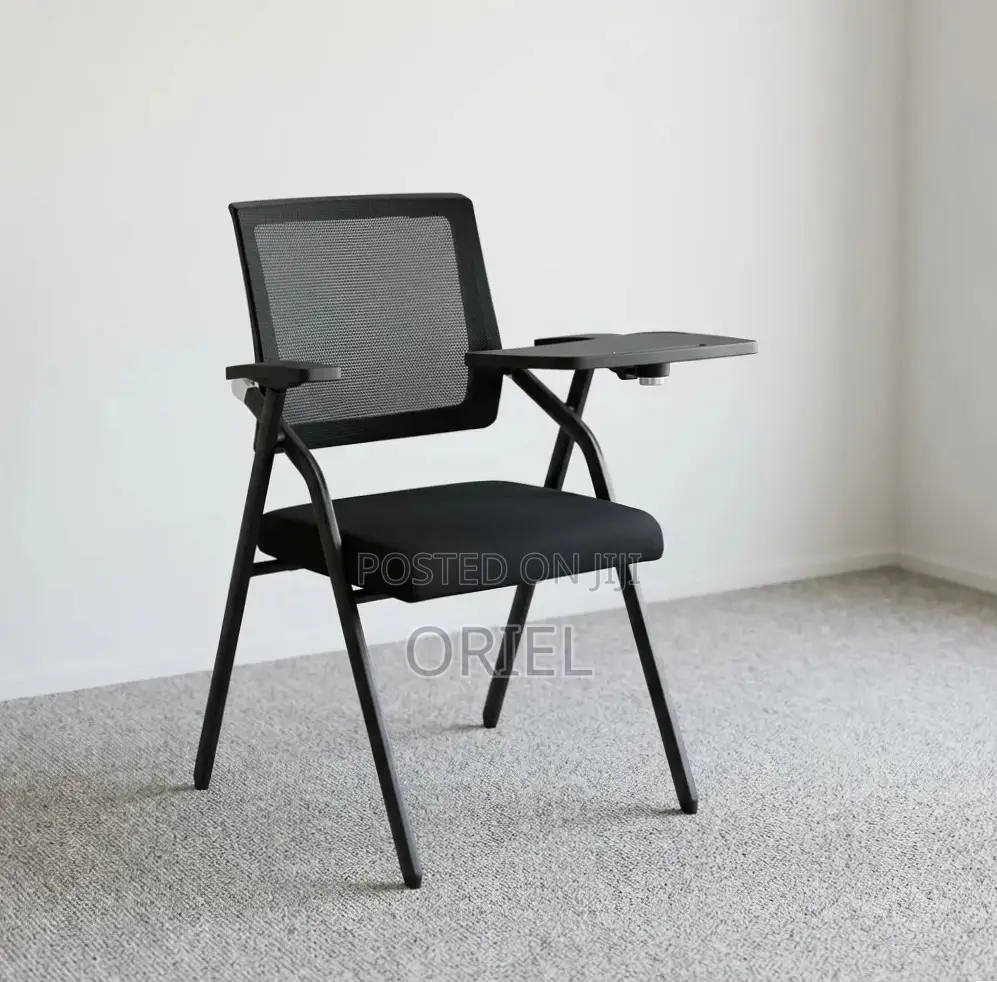 Office Chair : Black Mesh Office Training Chair With a Writing Pad