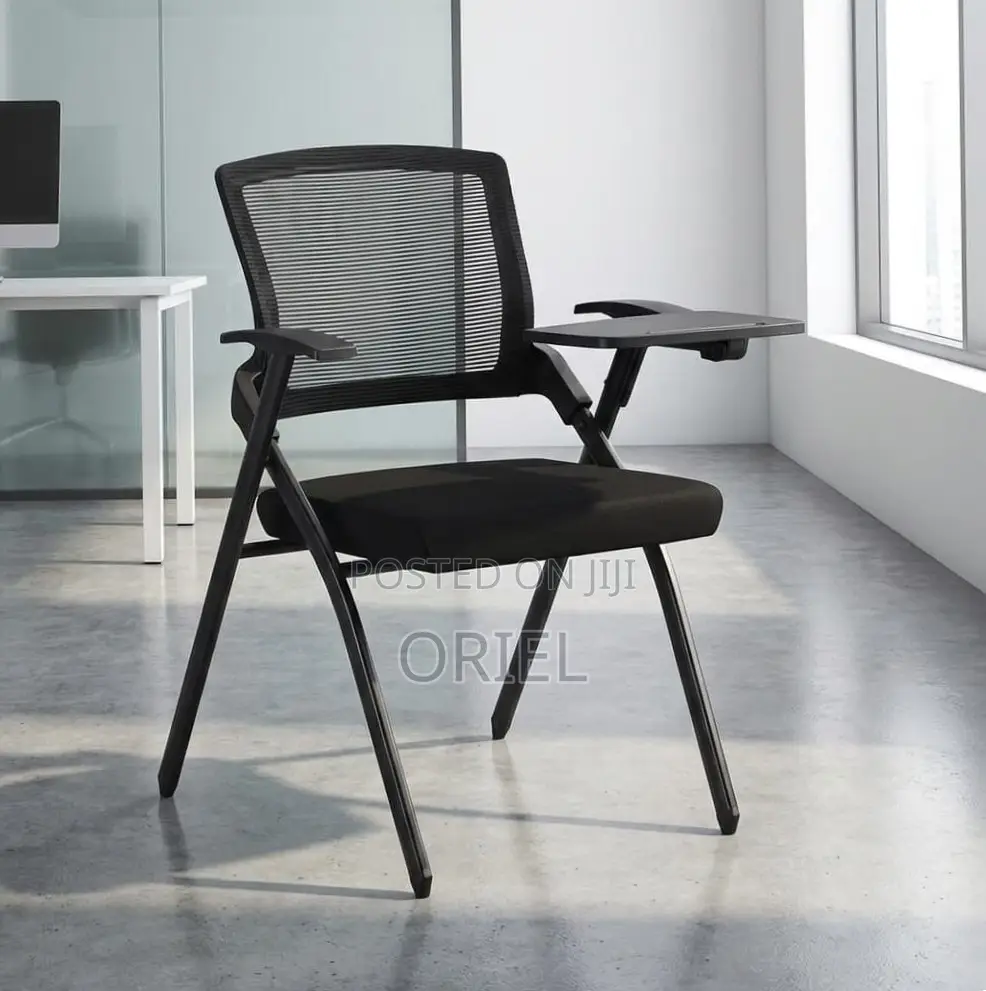 Office Chair : Black Mesh Office Training Chair With a Writing Pad