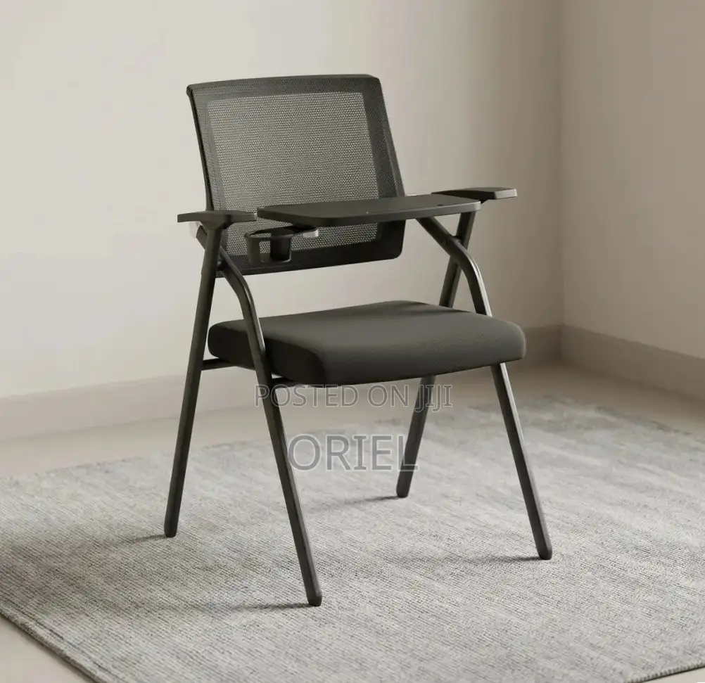 Office Chair : Black Mesh Office Training Chair With a Writing Pad