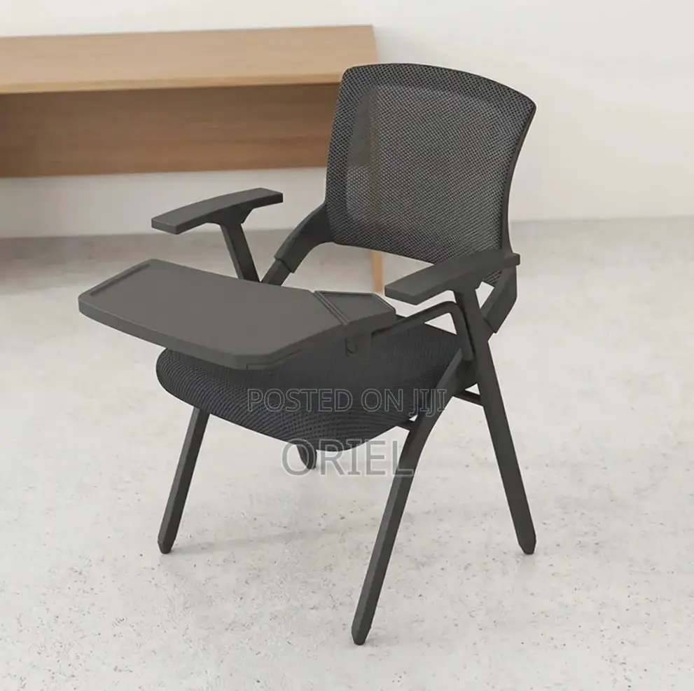 Office Chair : Black Mesh Office Training Chair With a Writing Pad