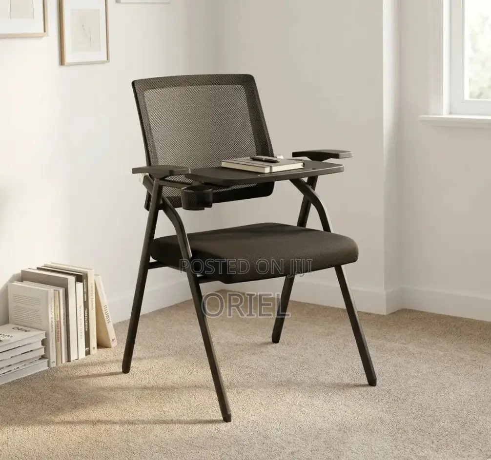 Office Chair : Black Mesh Office Training Chair With a Writing Pad