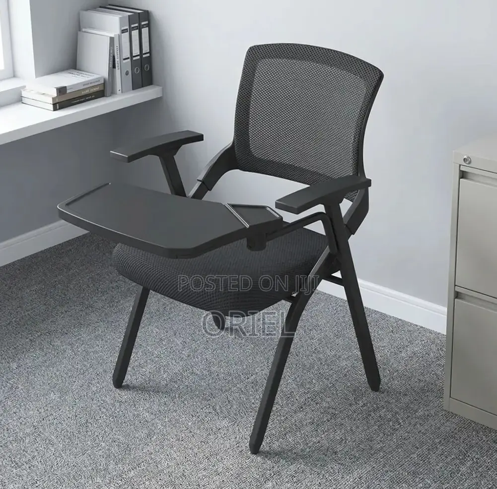 Office Chair : Black Mesh Office Training Chair With a Writing Pad
