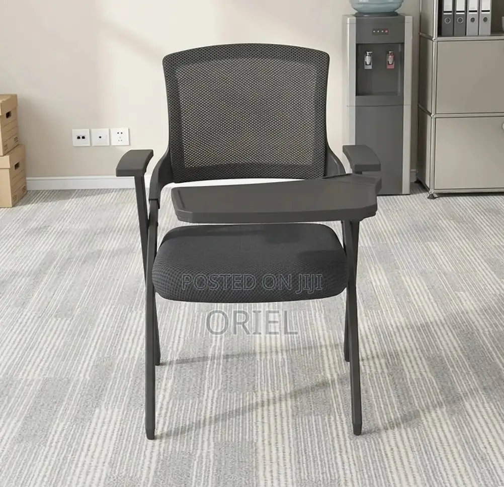 Office Chair : Black Mesh Office Training Chair With a Writing Pad