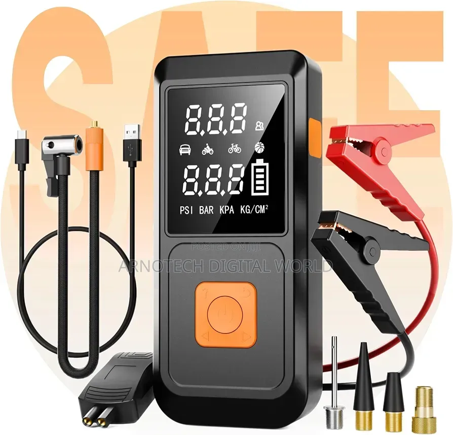 Multi-Functional Car Battery Jump Starter With Digital Air Compressor